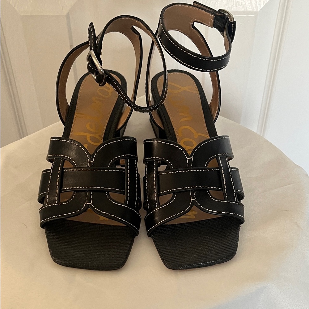 Sam Edelman Black Sandals with White Stitching